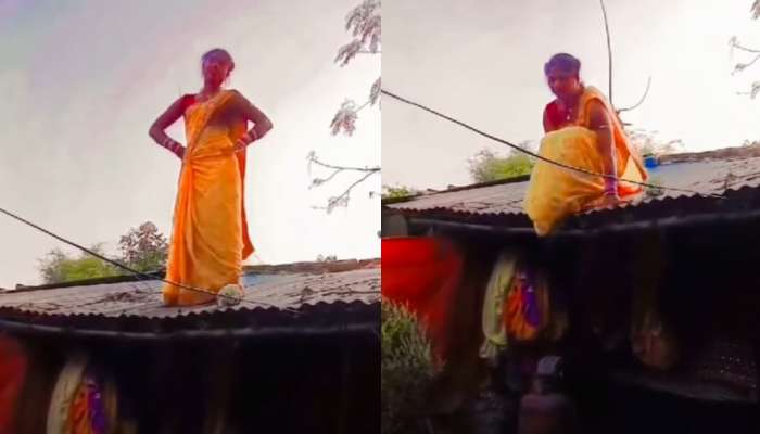 Viral Video: రేకుల షెడ్డుపై రీల్స్ చేసిన యువతి.. ఇంతలో ఊహించని ట్విస్ట్.. వీడియో చూస్తే పడి పడి నవ్వాడం పక్కా..