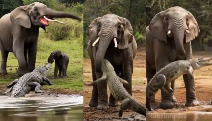 Viral Video: ఎంత ధైర్యం.. నా బిడ్డ జోలికే వస్తావా..?.. మొసలిని గాల్లో ఎగిరెసి రఫ్పాడించిన తల్లి ఏనుగు.. గూస్ బంప్స్ తెప్పిస్తున్న వీడియో..