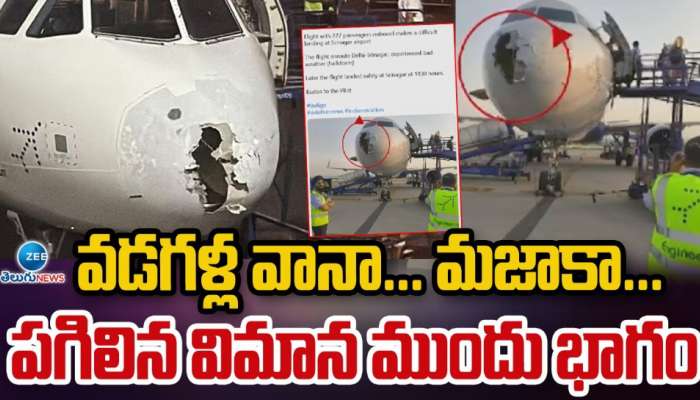 Hailstones Damages Airplane: వడగళ్ల వానా.. మజాకా.. పగిలిన విమానం ముందు భాగం.. 