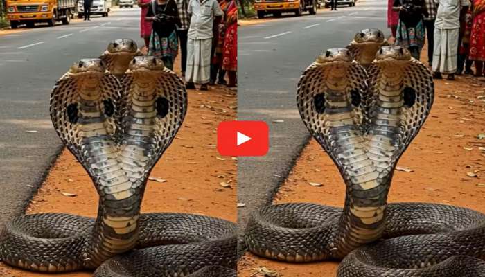 Three Headed Cobra Video: నాగలోకంలోని 3 తలల నాగుపాము రోడ్డుపై ప్రత్యక్షం.. అరుదైన వీడియో.. 