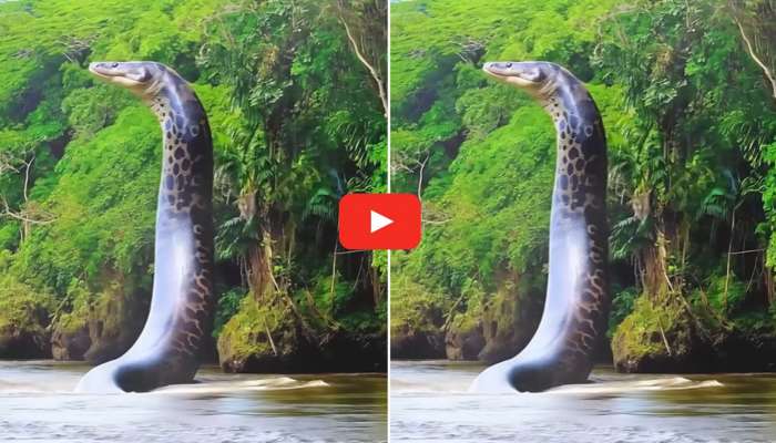 Giant Anaconda Video: వామ్మో.. సరస్సులో బయటికి లేచిన భారీ అనకొండ.. సంచలన వీడియో..