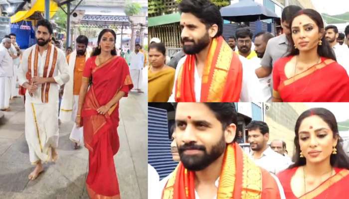 Naga Chaitanya in Tirumala Video: తిరుమల శ్రీవారిని దర్శించుకున్న నాగచైతన్య, శోభిత దంపతులు.. వీడియో ఇదే..