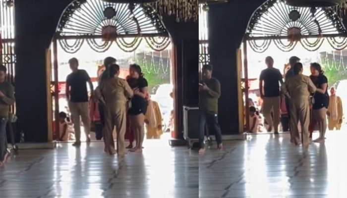 Video Viral: తోడలు కన్పించేలా చెడ్డీ వేసుకుని గుడిలో యువతి హంగామా.. పోలీసులు ఏంచేశారంటే..?.. వీడియో..
