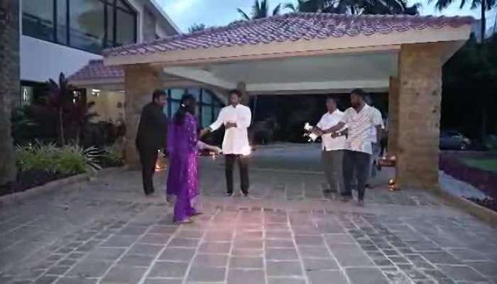 Watch x CM YS Jagan Diwali Celebrations At Bengaluru With His Wife