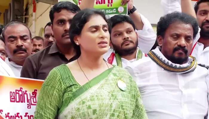 YS Sharmila Fire On Aarogyasri Dues Private Hospitals Protest