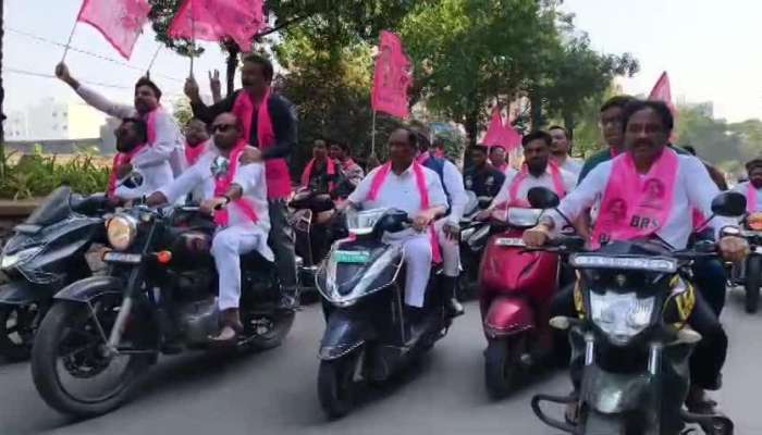BRS Party Massive Bike Rally For Jubilee Hills By Election