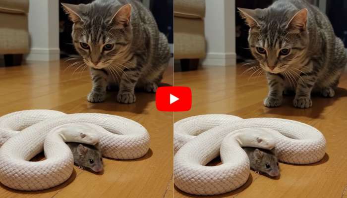 White Cobra Video: అద్భుతమైన వింత.. పిళ్లి నుంచి ఎలుకను కాపాడిన వైట్ కోబ్రా.. వీడియో ఇదే..