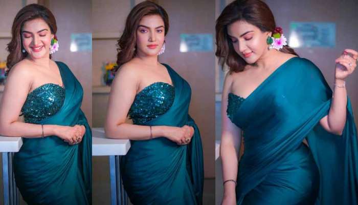 Honeyrose New Saree Photos: స్లీవ్ లెస్ బ్లాజ్, వయలెట్ కలర్ శారీలో హనీ రోజ్ అందాలు.. చూడతరమా?