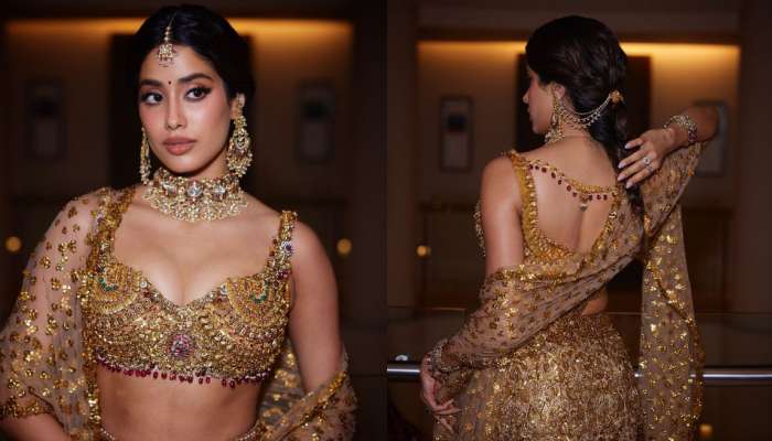 Janhvi Kapoor: అనంత్ అంబానీ పెళ్లిలో గోల్డ్ కలర్ శారీలో మెరిసిన జాన్వీ కపూర్.. లేటెస్ట్ పిక్స్ వైరల్..