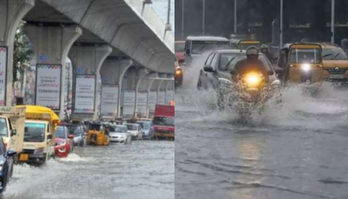 Hyderabad Rains: హైదరాబాద్ ను కమ్మేసిన నల్లని మేఘాలు.. పలు ప్రాంతాల్లో  జోరుగా కురుస్తున్న వర్షం..